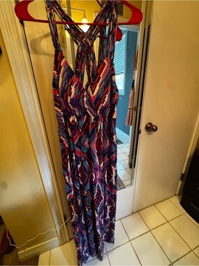Pink Republic Multicolor Striped Maxi Dress with Braided Straps